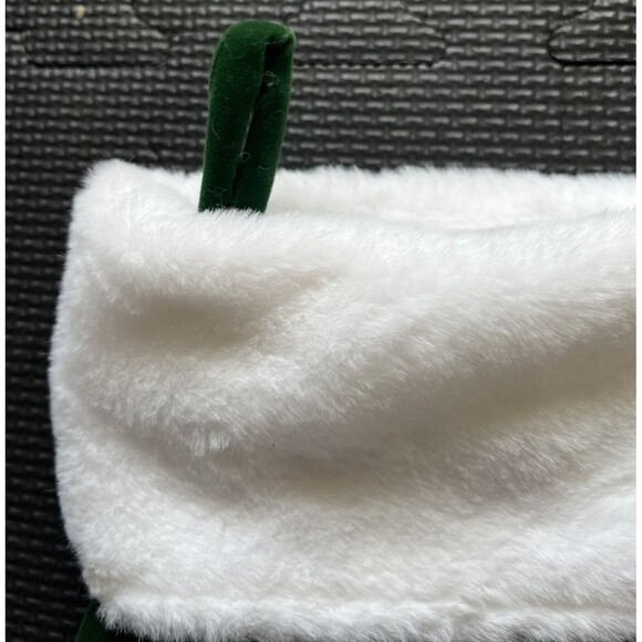 Christmas stocking Santa Belt Buckle Green Velvet Faux Fur Top 20 Inches - Picture 4 of 5
